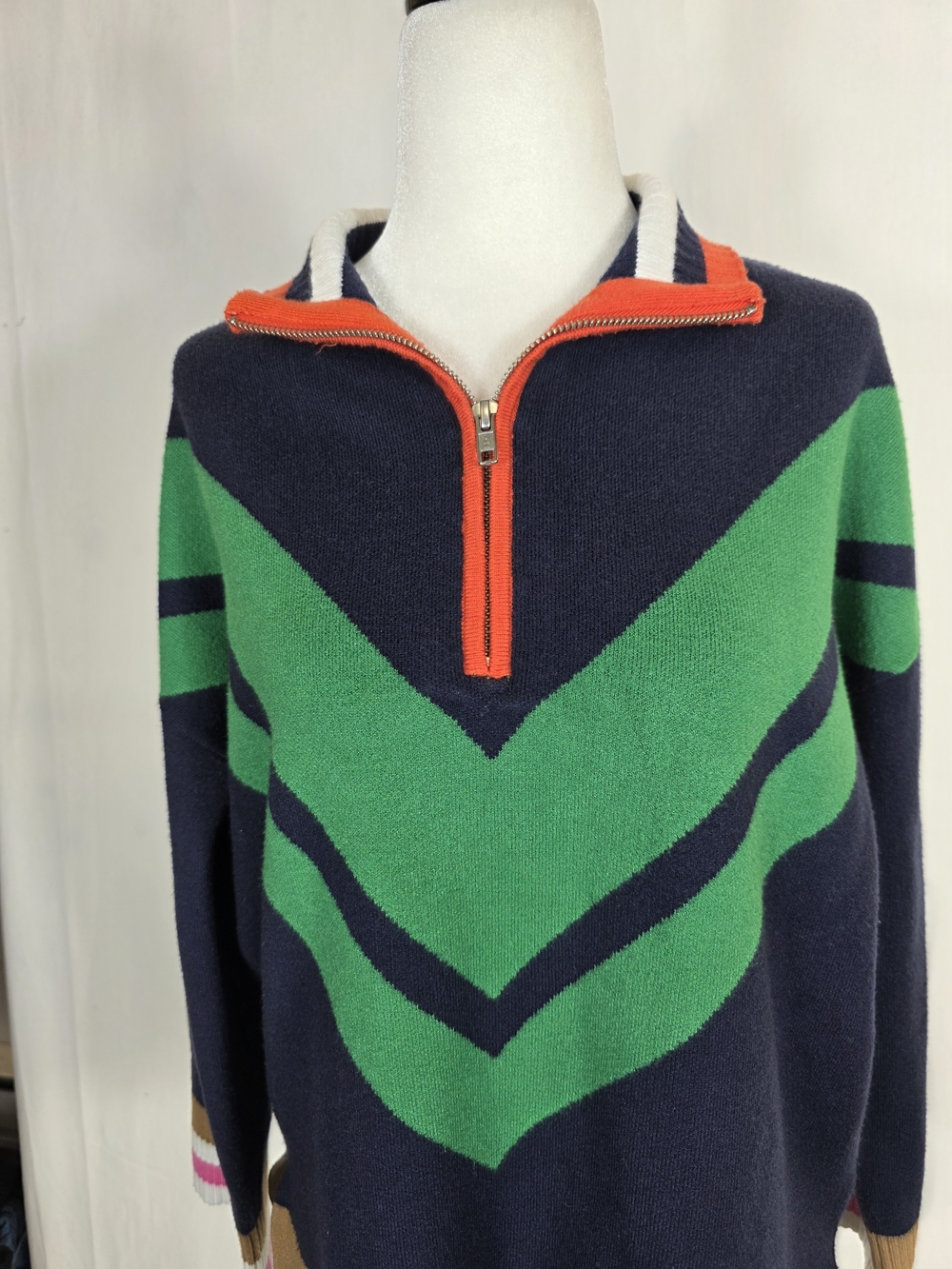 Anthropologie Maeve Knit Varsity Colourblock Half-Zip Jumper - Picture 12 of 12